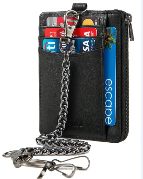 Chain Wallet Men Minimalist RFID Wallet (WW107-B-BC)