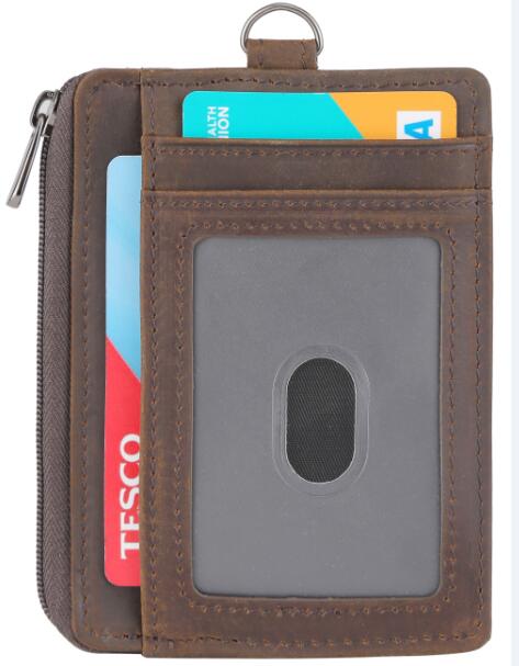 Front Pocket Wallet Zipper Credit Card Holder (WW107-BrCh-BC)